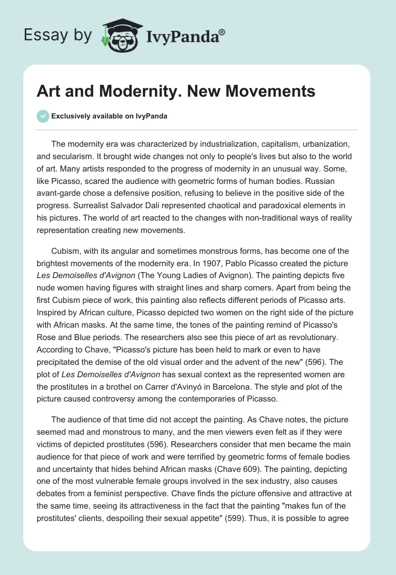 Art and Modernity. New Movements. Page 1