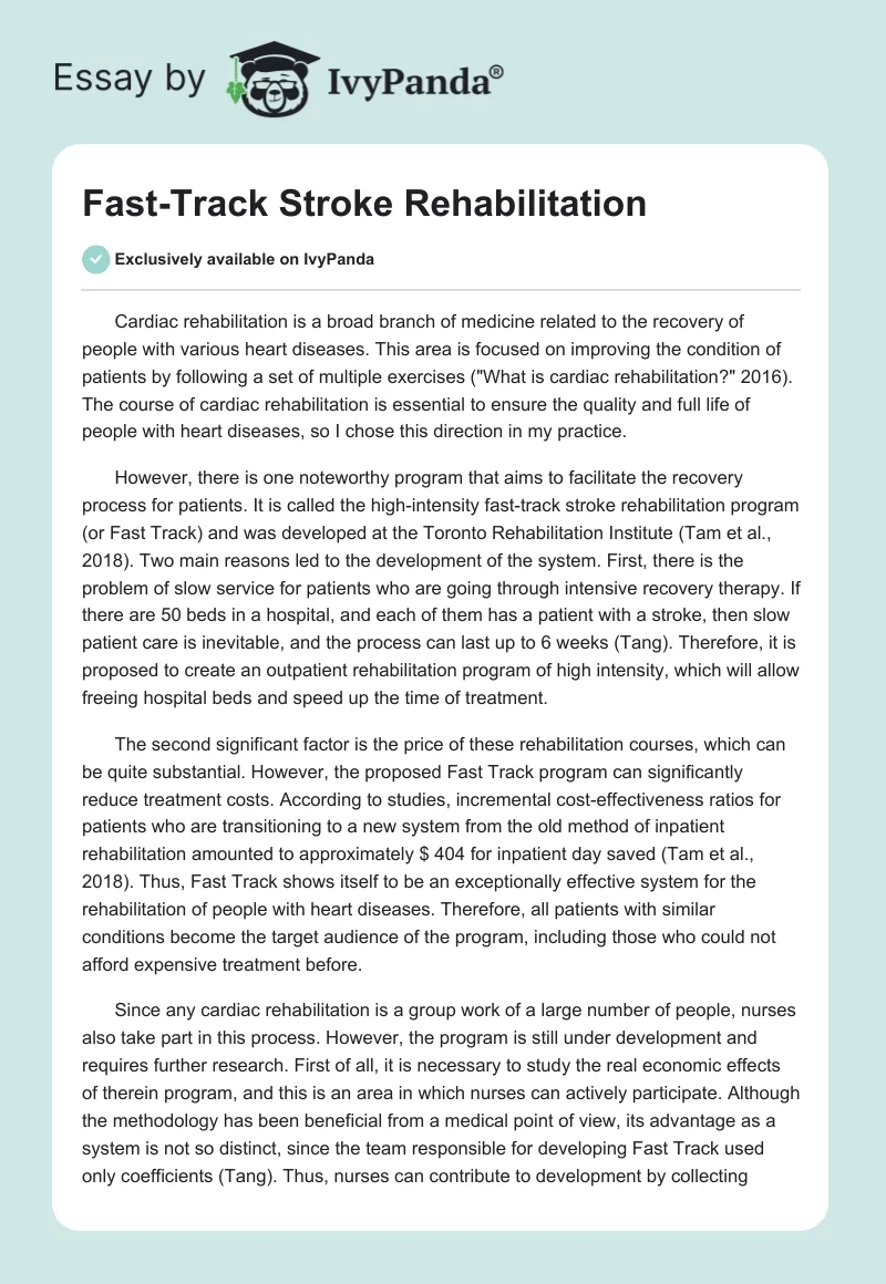Fast-Track Stroke Rehabilitation. Page 1