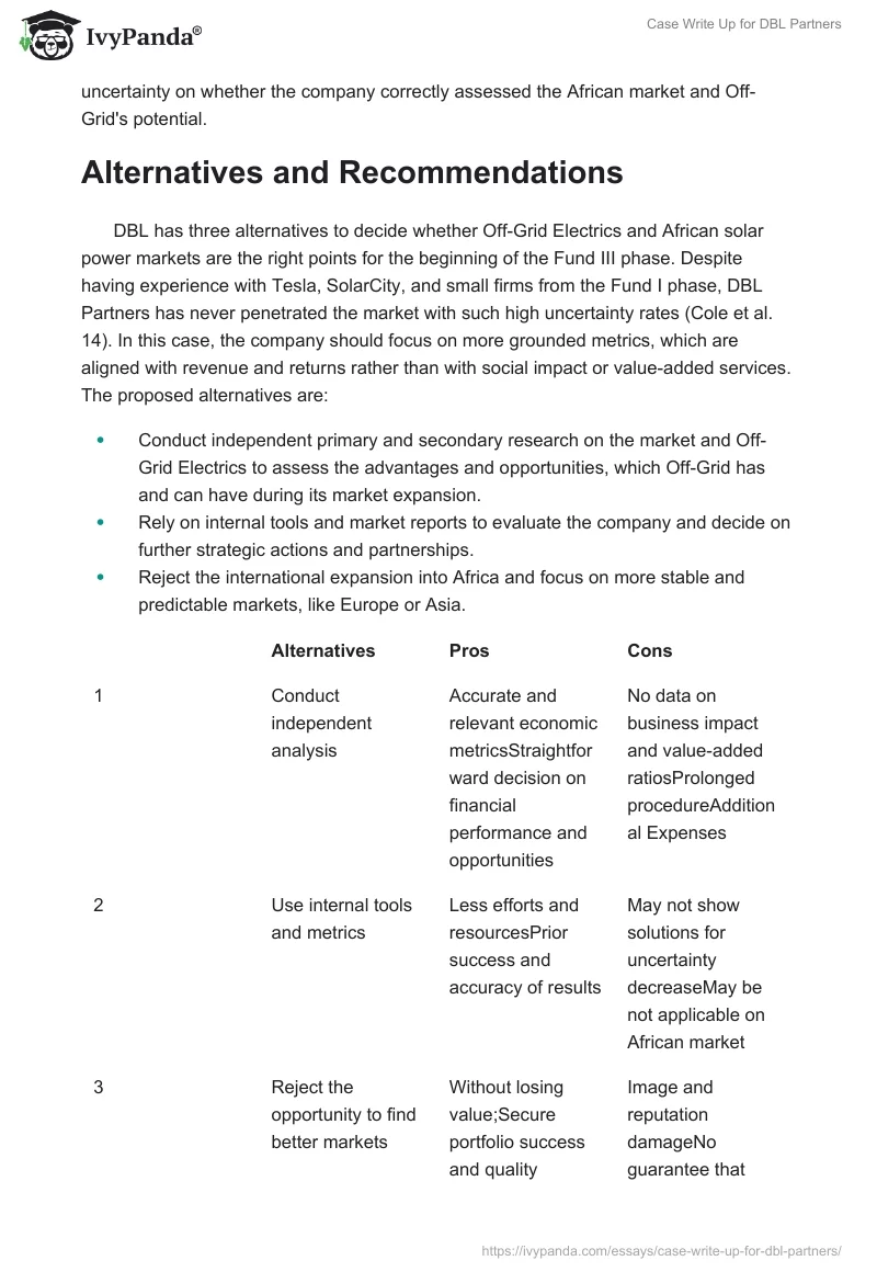 Case Write Up for DBL Partners. Page 2