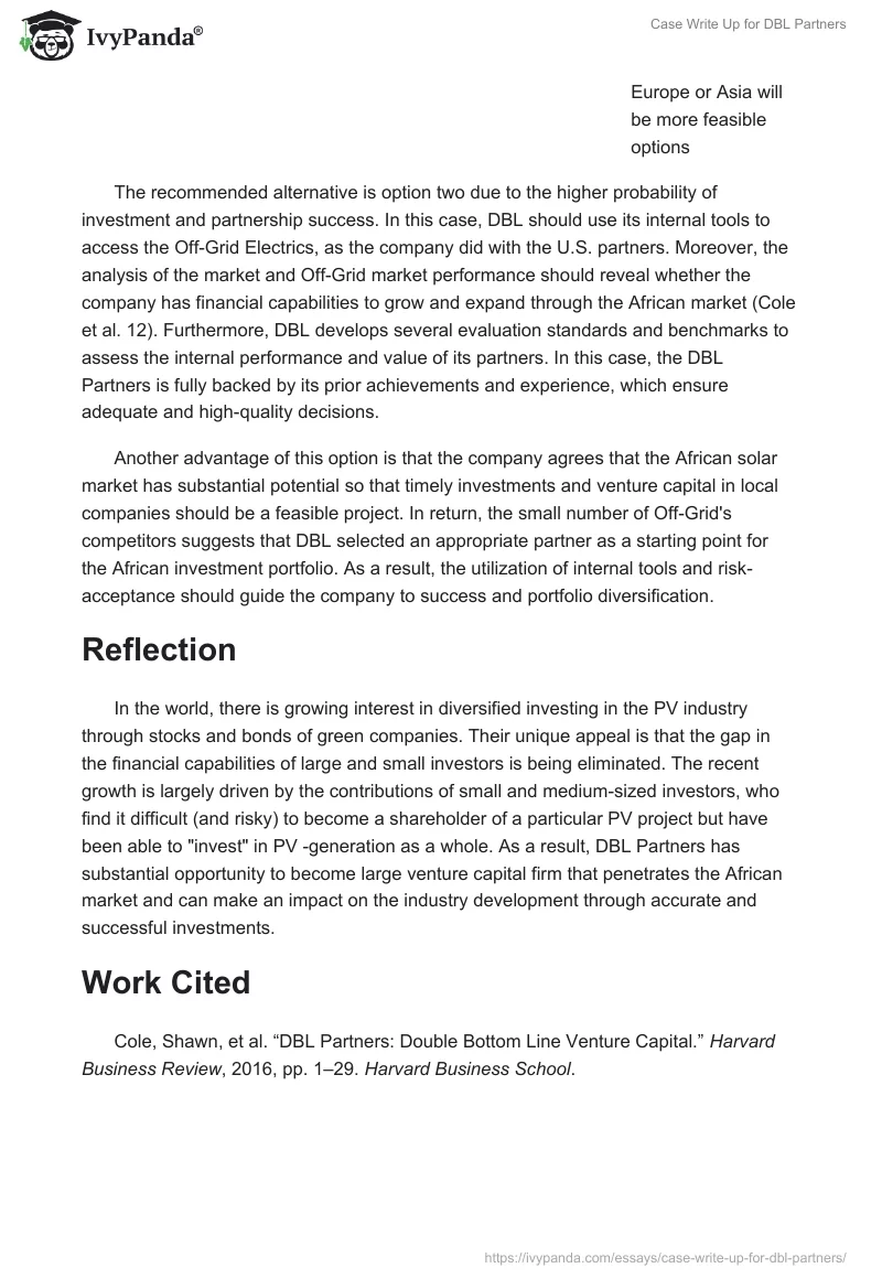 Case Write Up for DBL Partners. Page 3