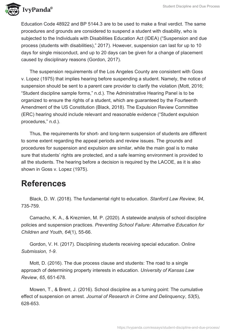 Student Discipline and Due Process. Page 2