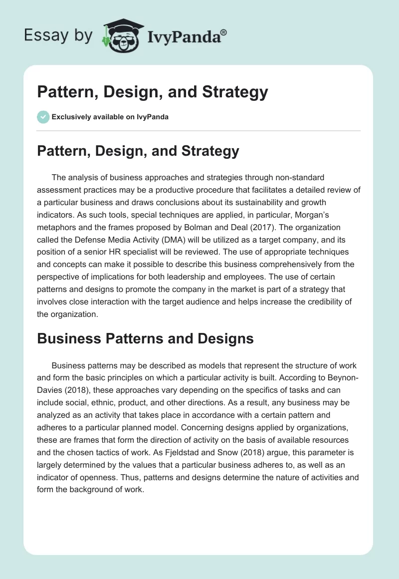 Pattern, Design, and Strategy. Page 1