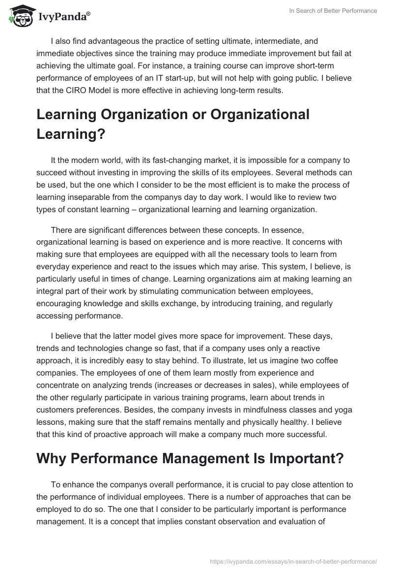 In Search of Better Performance. Page 2