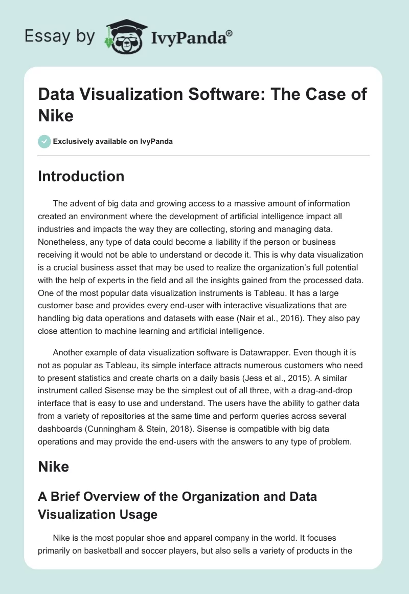 Data Visualization Software: The Case of Nike. Page 1
