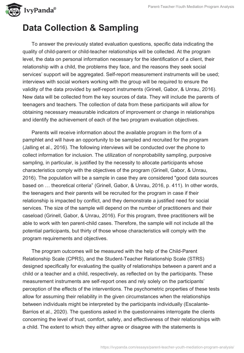 Parent-Teacher-Youth Mediation Program Analysis. Page 2