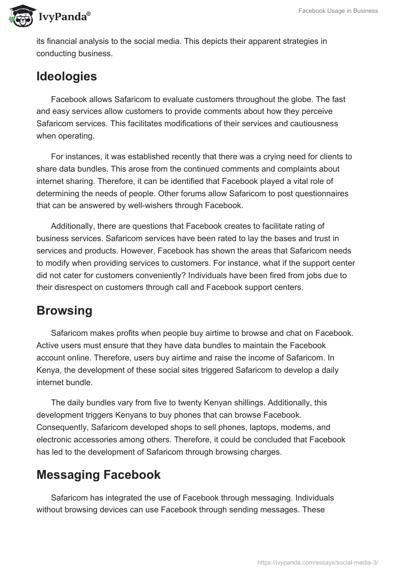 Facebook Usage in Business. Page 5