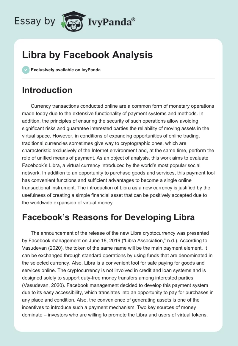 Libra by Facebook Analysis. Page 1
