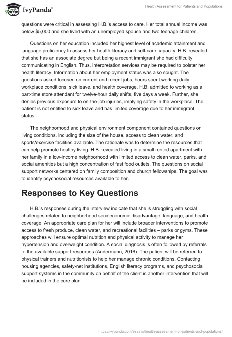 Health Assessment for Patients and Populations. Page 2