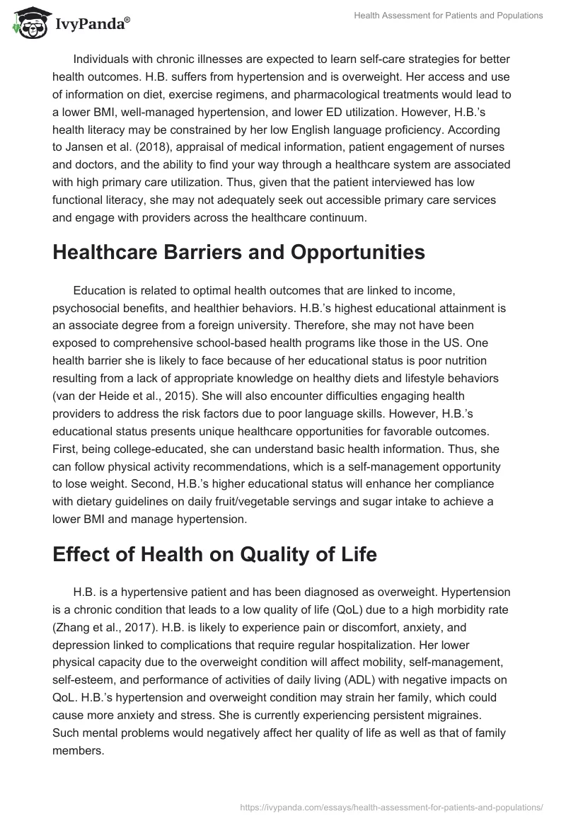 Health Assessment for Patients and Populations. Page 4