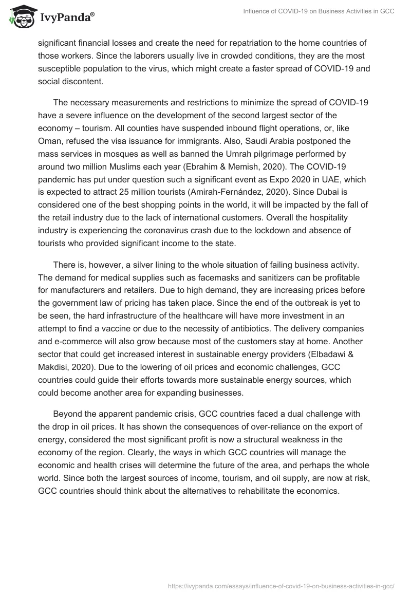Influence of COVID-19 on Business Activities in GCC. Page 2