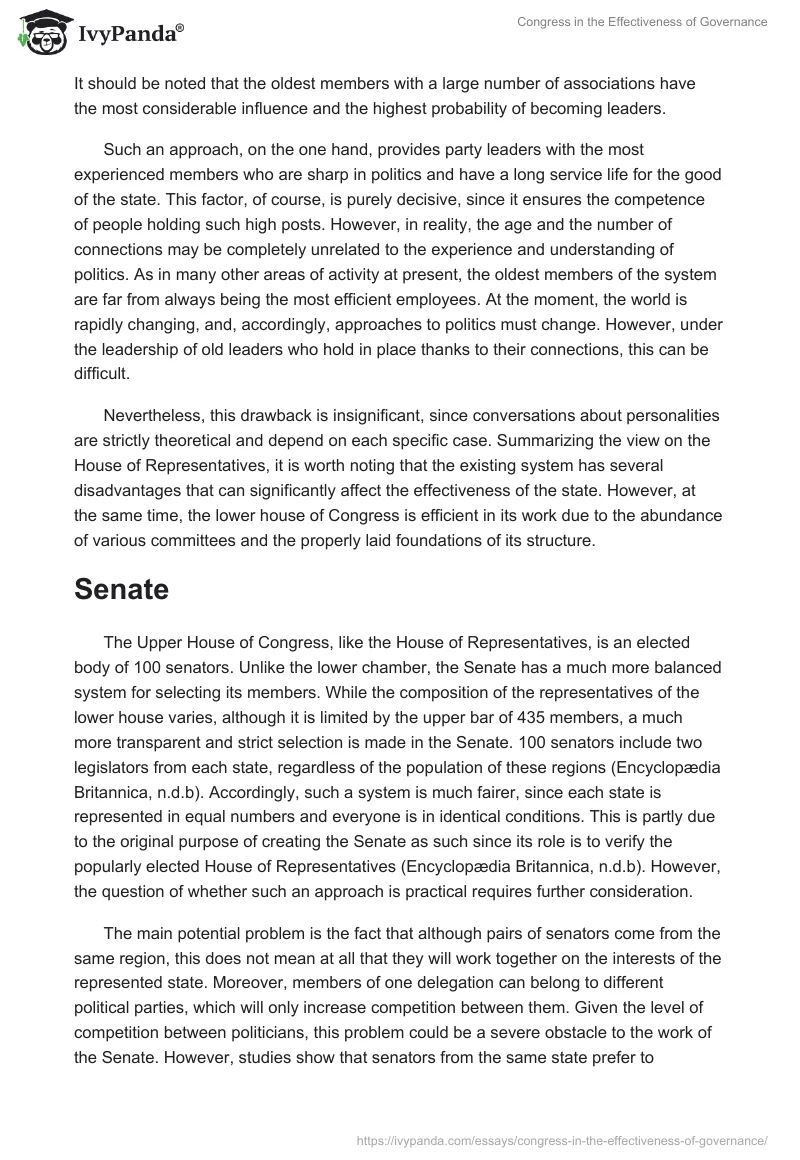 Congress in the Effectiveness of Governance. Page 2