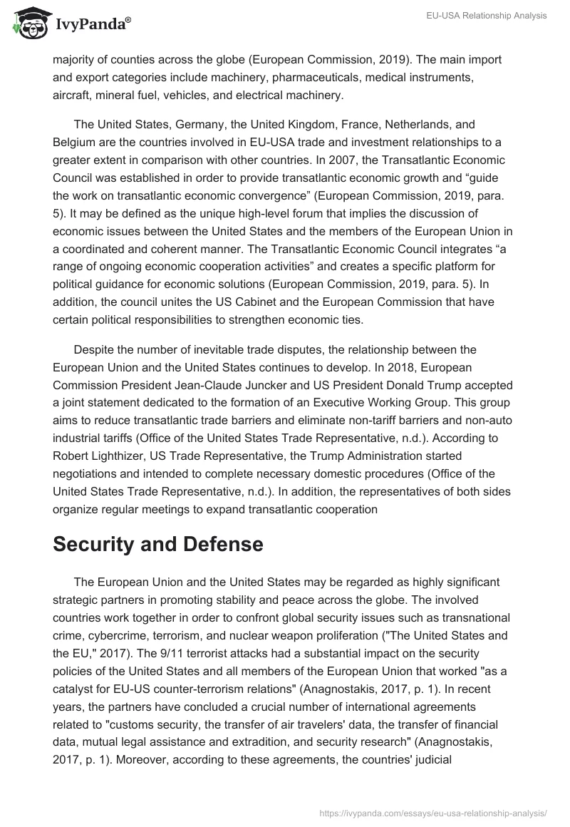 EU-USA Relationship Analysis. Page 2