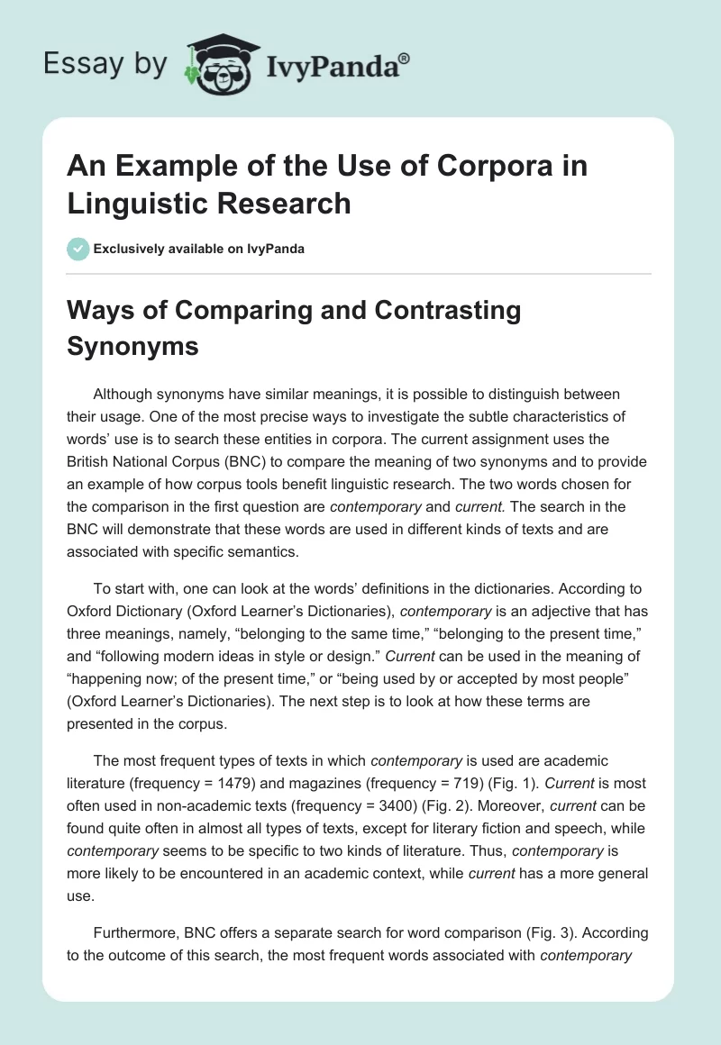 An Example of the Use of Corpora in Linguistic Research. Page 1