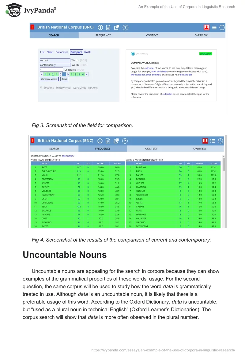 An Example of the Use of Corpora in Linguistic Research. Page 3