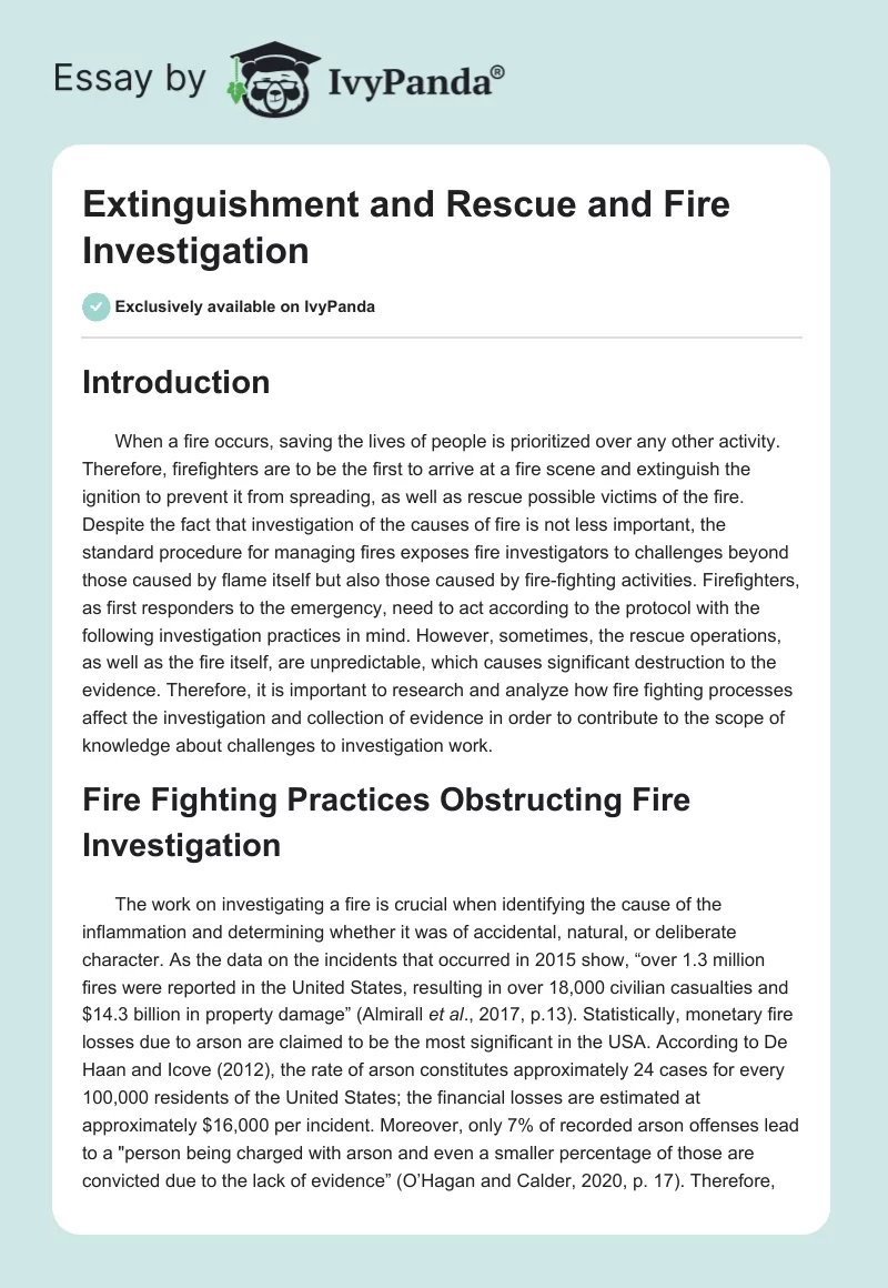 Extinguishment and Rescue and Fire Investigation. Page 1