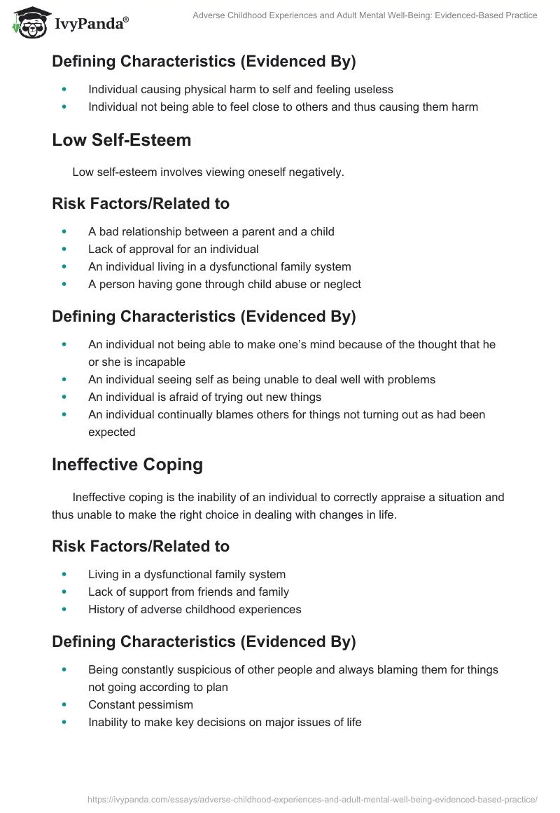 Adverse Childhood Experiences and Adult Mental Well-Being: Evidenced-Based Practice. Page 3