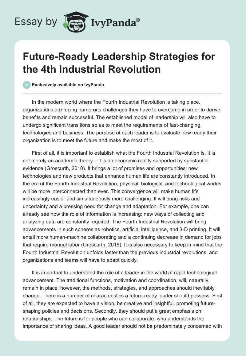 Future-Ready Leadership Strategies for the 4th Industrial Revolution. Page 1