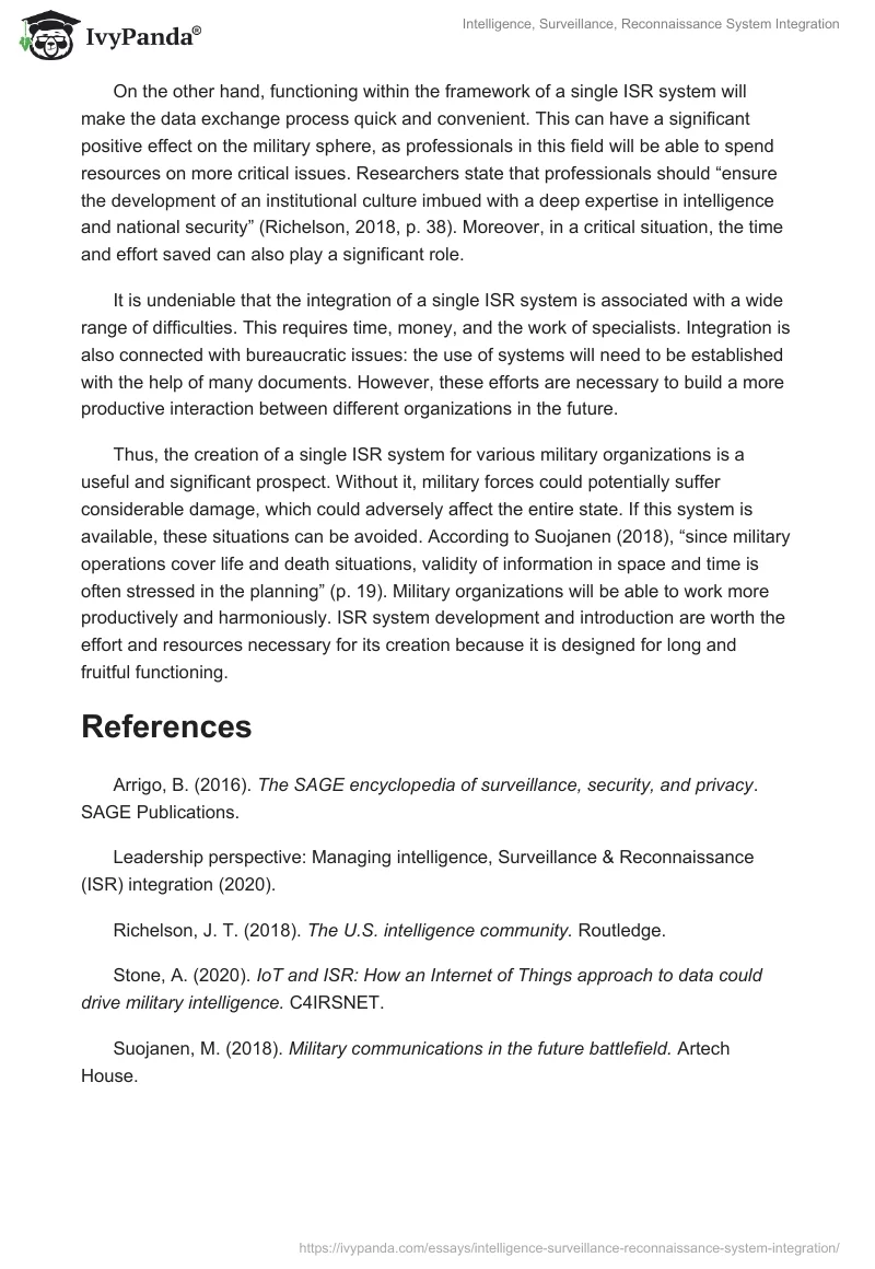 Intelligence, Surveillance, Reconnaissance System Integration. Page 2