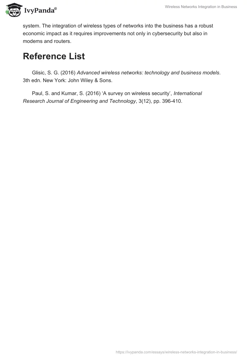 Wireless Networks Integration in Business. Page 2