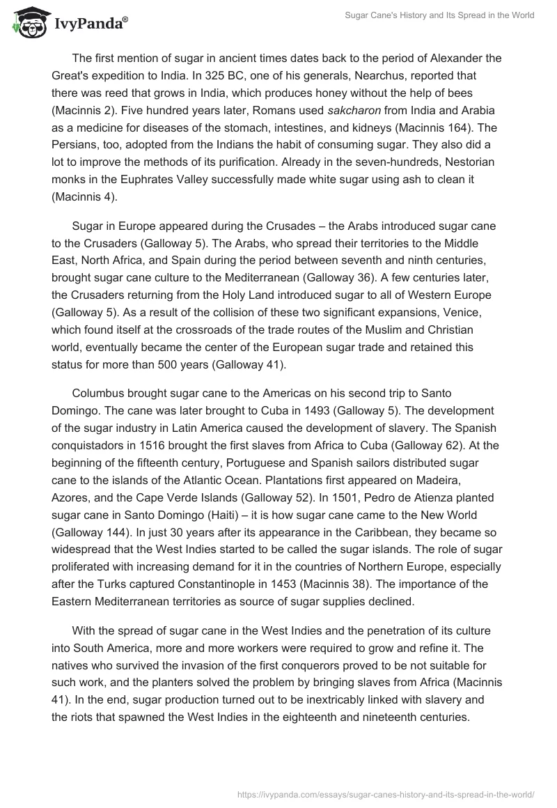 Sugar Cane's History and Its Spread in the World. Page 2