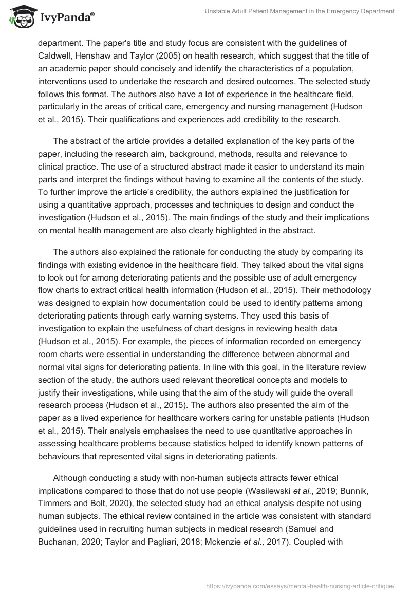 Unstable Adult Patient Management in the Emergency Department. Page 2