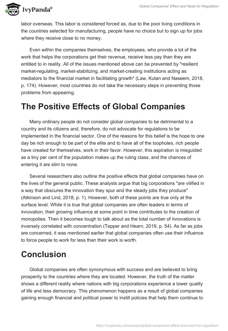 Global Companies' Effect and Need for Regulation. Page 4