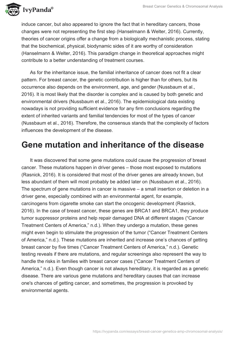 Breast Cancer Genetics & Chromosomal Analysis. Page 3