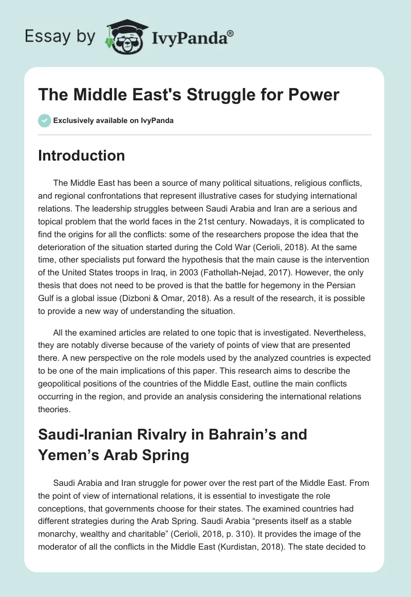The Middle East's Struggle for Power. Page 1