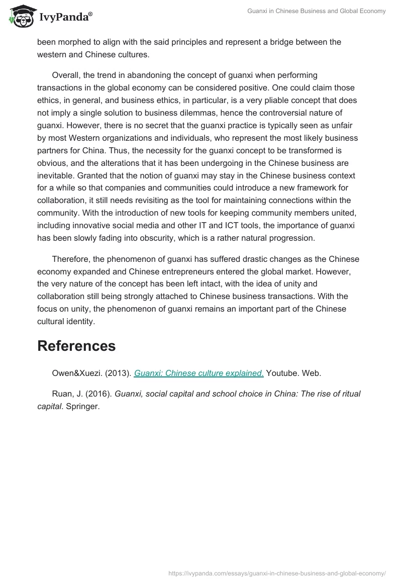 Guanxi in Chinese Business and Global Economy. Page 3