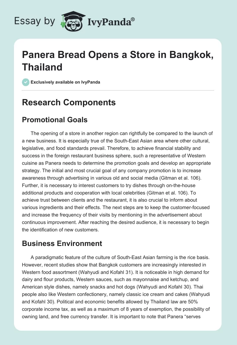 Panera Bread Opens a Store in Bangkok, Thailand. Page 1