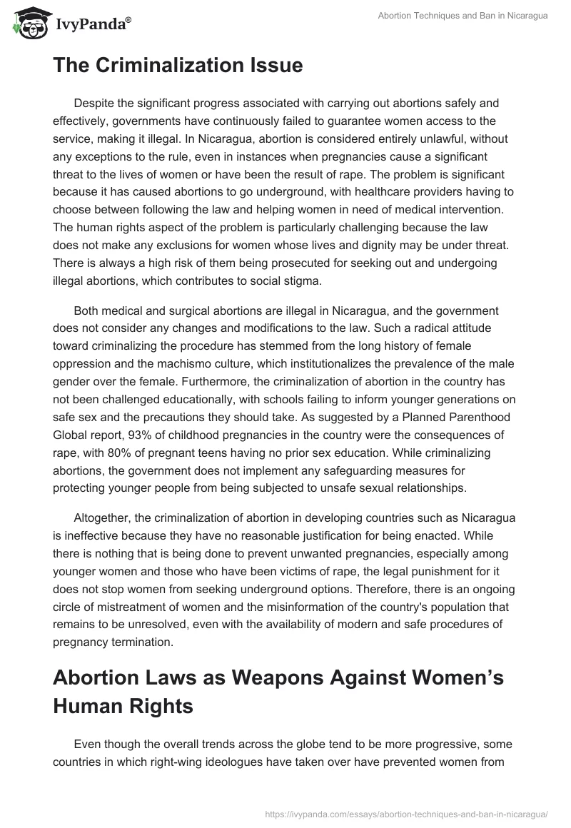 Abortion Techniques and Ban in Nicaragua. Page 4