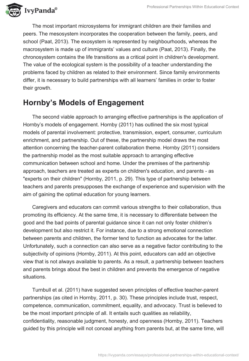 Professional Partnerships Within Educational Context. Page 4