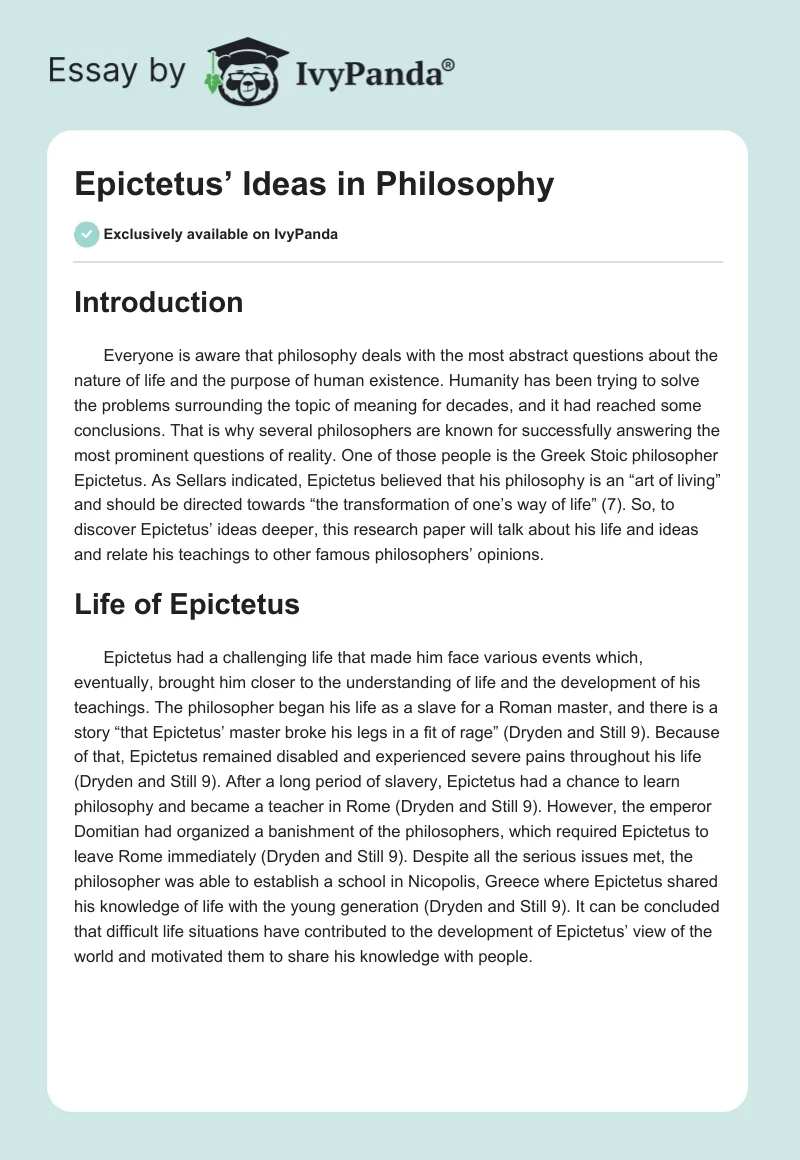 Epictetus’ Ideas in Philosophy. Page 1