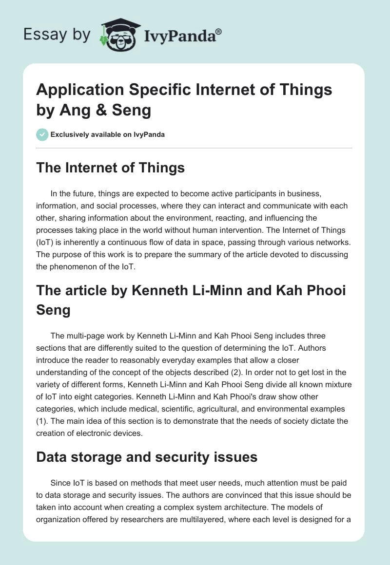 Application Specific Internet of Things by Ang & Seng. Page 1