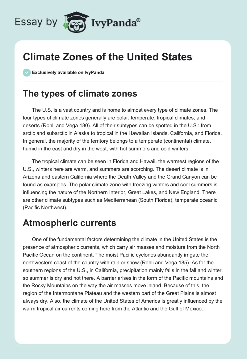 Climate Zones of the United States. Page 1