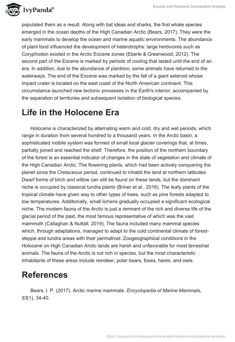 Eocene and Holocene Comparative Analysis. Page 3