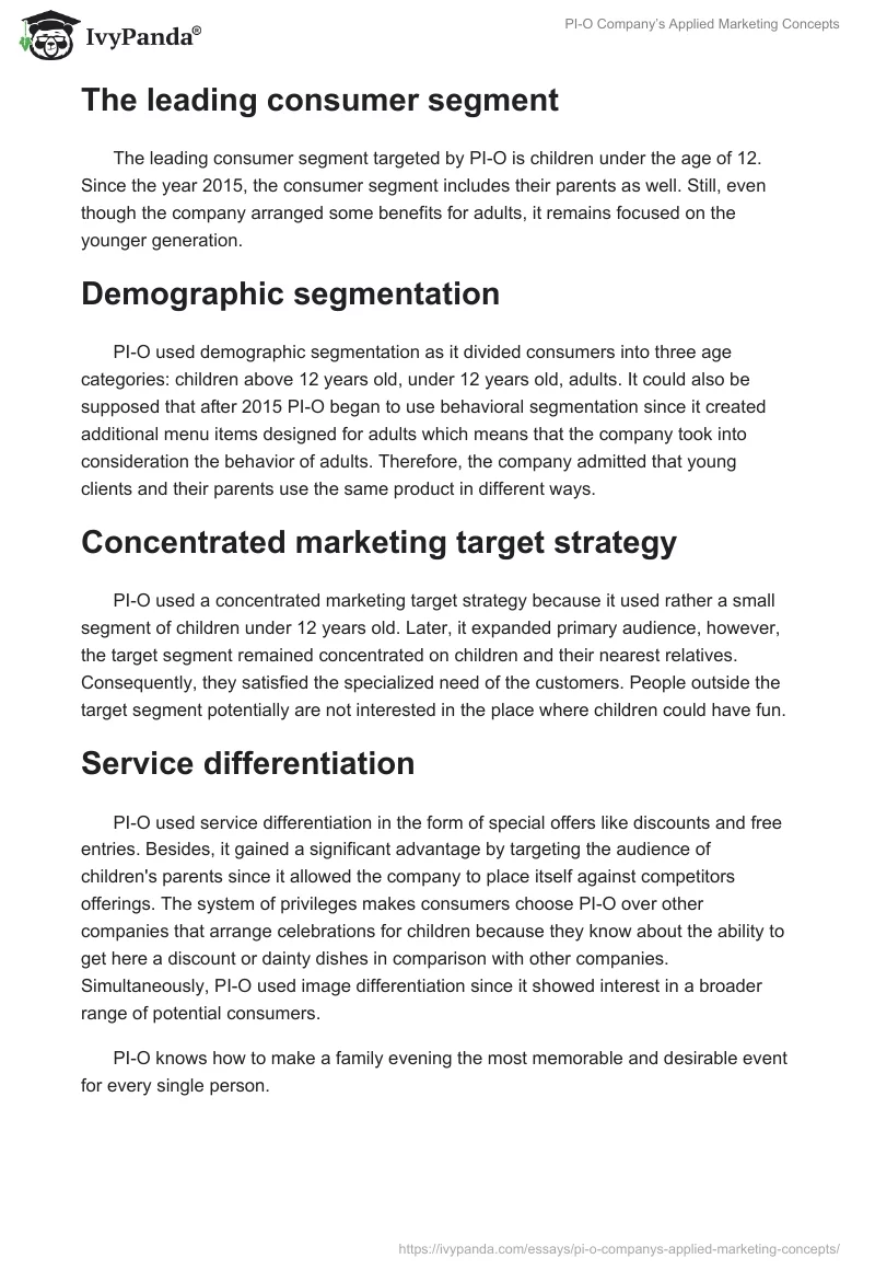 PI-O Company’s Applied Marketing Concepts. Page 2