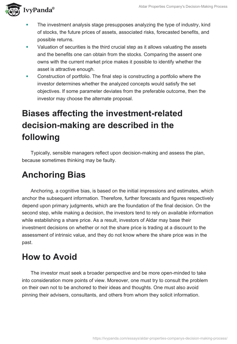 Aldar Properties Company's Decision-Making Process. Page 2