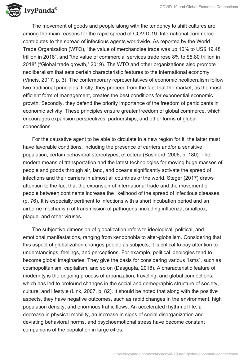 COVID-19 and Global Economic Connections. Page 2