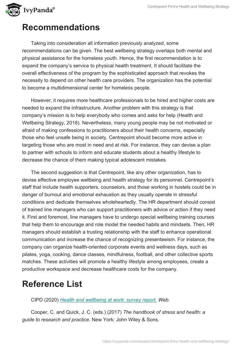 Centrepoint Firm's Health and Wellbeing Strategy. Page 2
