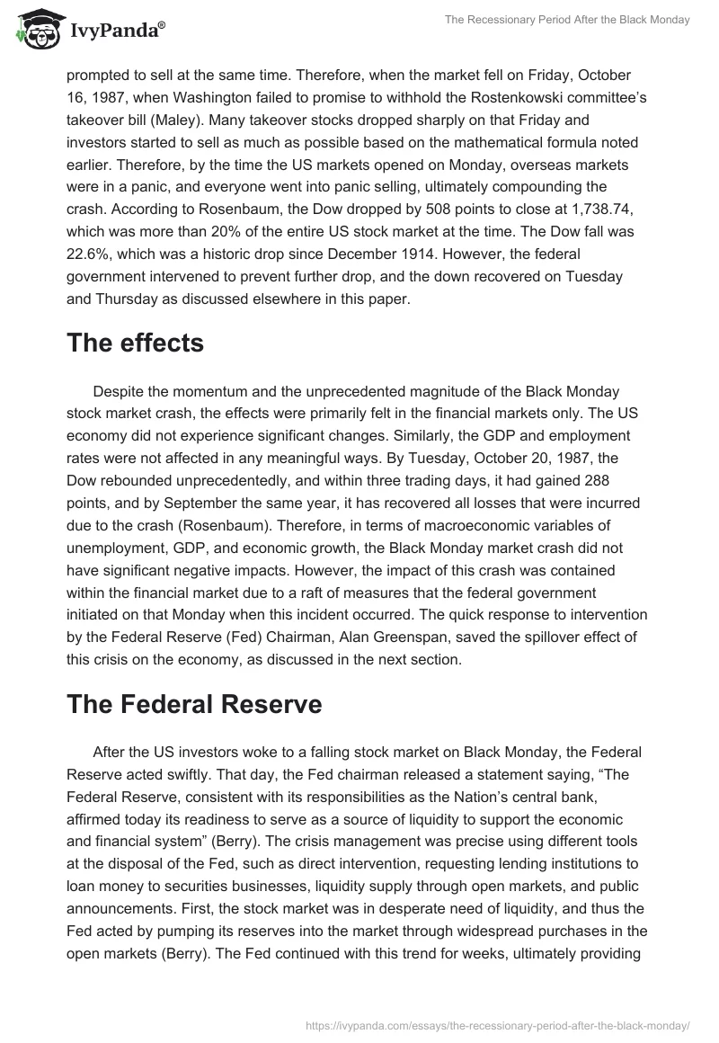 The Recessionary Period After the Black Monday. Page 2