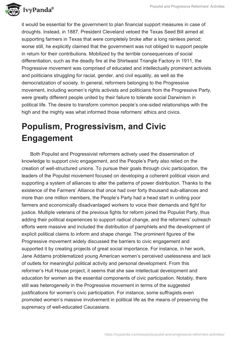 Populist and Progressive Reformers' Activities. Page 2