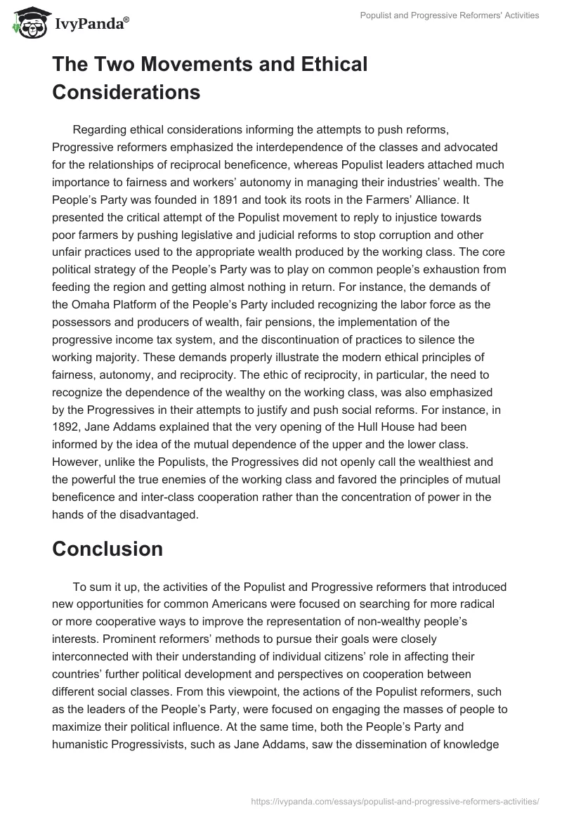 Populist and Progressive Reformers' Activities. Page 3