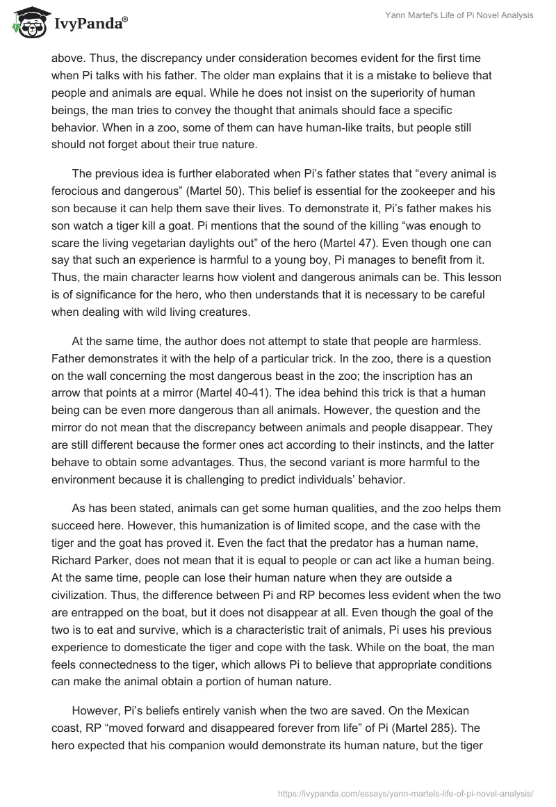 "Yann Martel's "Life of Pi" Novel Analysis". Page 2