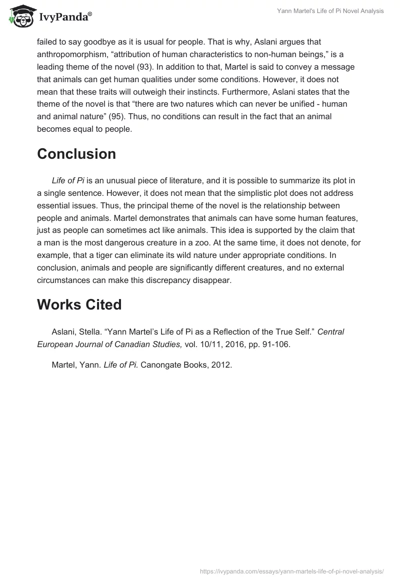"Yann Martel's "Life of Pi" Novel Analysis". Page 3