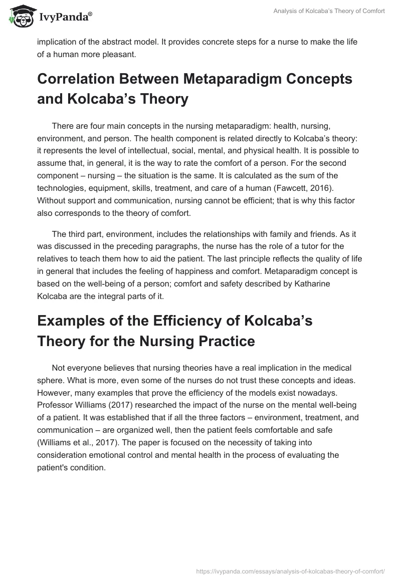 Analysis of Kolcaba’s Theory of Comfort. Page 3