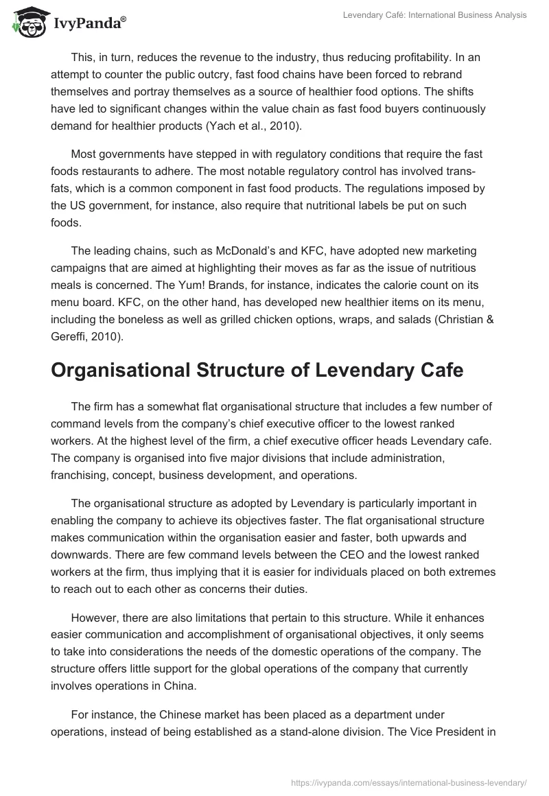 Levendary Café: International Business Analysis. Page 4