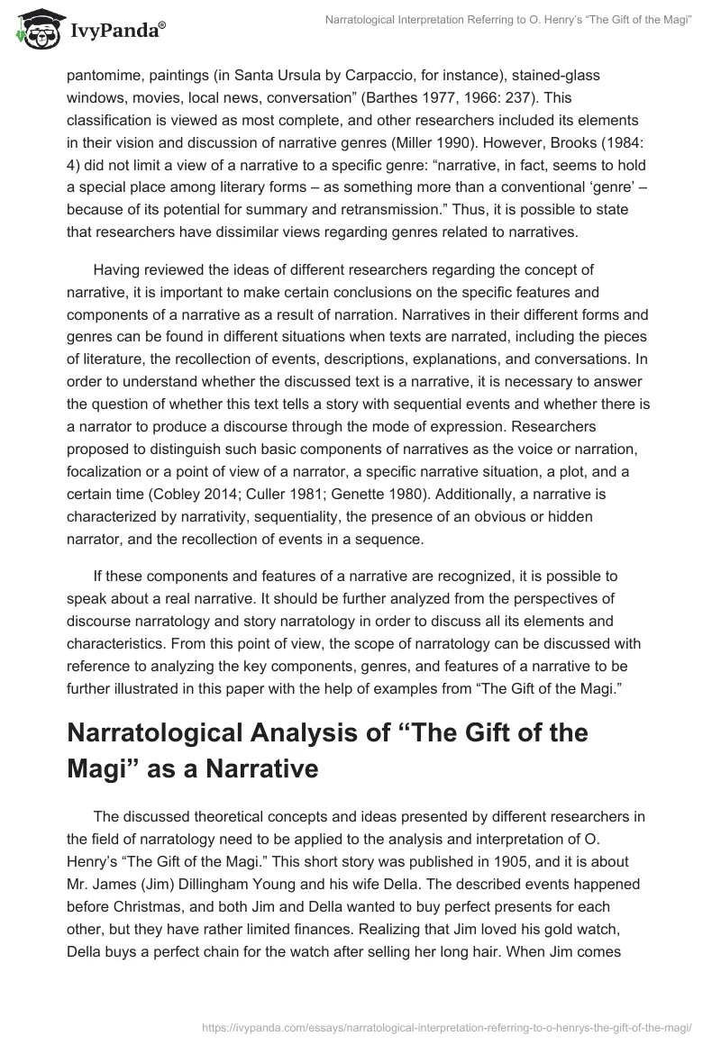 Narratological Interpretation Referring to O. Henry’s “The Gift of the Magi”. Page 4