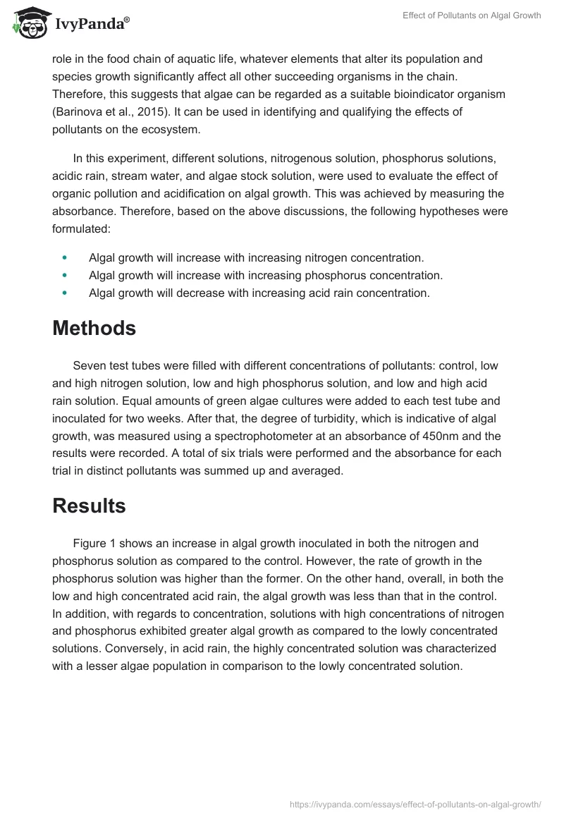Effect of Pollutants on Algal Growth. Page 2