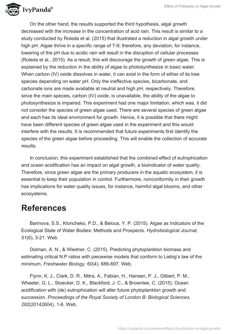 Effect of Pollutants on Algal Growth. Page 4